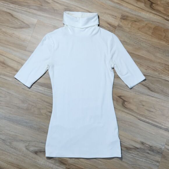 💜A New Day Cream Turtleneck Elbow Sleeve Top Small - Picture 4 of 11